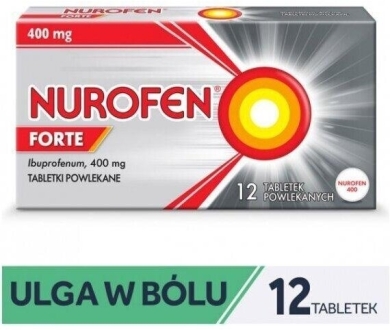 Nurofen Forte ibuprofen 400 mg na silny ból i gorączkę tabletki 12 szt. 
