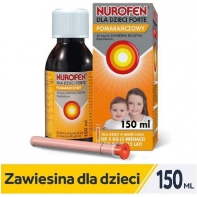 Nurofen dla dzieci Forte ibuprofen 200 mg/5 ml smak pomarańczowy zawiesina 150 ml
