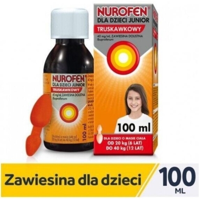 Nurofen dla dzieci Junior ibuprofen smak truskawkowy zawiesina 100 ml