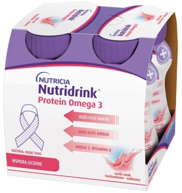 Nutridrink Protein Omega 3 truskawkowo-malinowy 4 x 125 ml