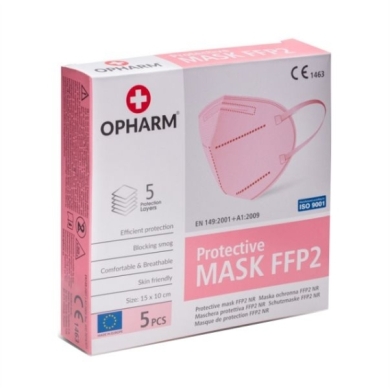 OPHARM Maska ochronna FFP2 A5 Pastel Pink 5 sztuk