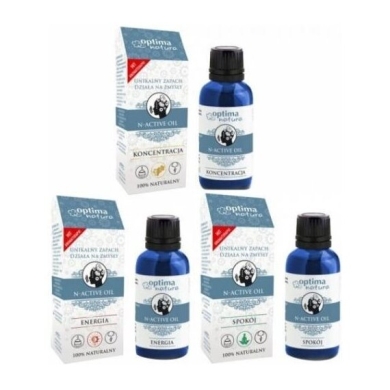 OPTIMA N-ACTIVE OIL Zestaw olejków eterycznych na prezent SPOKÓJ, ENERGIA, KONCENTRACJA 3x20 ml