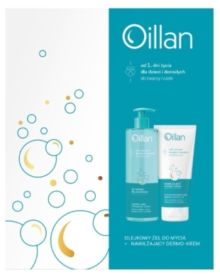 Oillan Zestaw kosmetyków Olejkowy żel do mycia 400 ml+ Oillan nawilżający dermo-krem do twarzy i ciała 200 ml