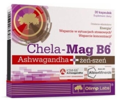 Olimp Chela-Mag B6 Ashwagandha+żeń-szeń 30 kapsułek