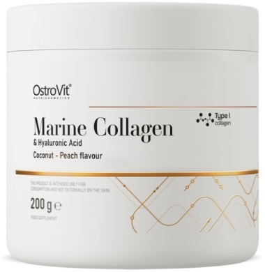 OstroVit Kolagen Morski + Kwas Hialuronowy + Witamina kokosowo-brzoskwiniowy C 200 g