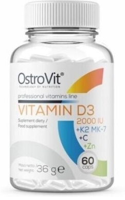 OstroVit Vitamin D3 2000 IU + K2 MK7 + C + Zn - 60 kapsułek