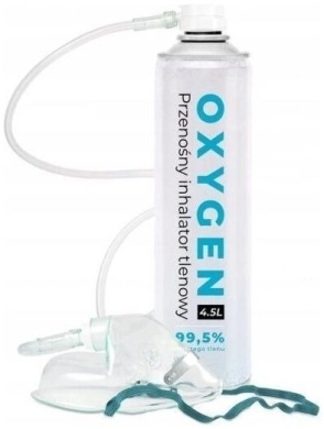 Oxygen Tlen Inhalacyjny w puszce 99,5% 4,5l + maska