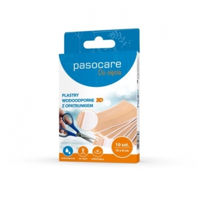 PASOCARE PLUS Plastry wodoodporne z opatrunkiem 1m x 8cm 10 sztuk