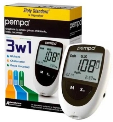 PEMPA 3w1 Urządzenie do pomiaru glukozy, cholesterolu, kwasu moczowego BK6-40M