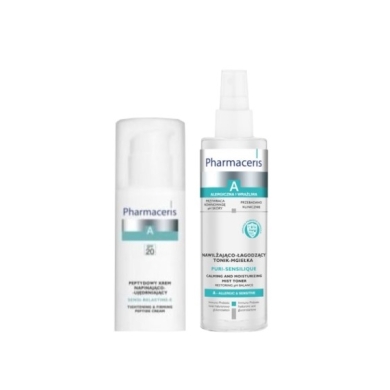 PHARMACERIS A SENSI-RELASTINE-E Peptydowy krem napinająco-ujędrniający 50 ml + Pharmaceris mgiełka tonizująca 100ml