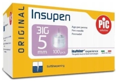 PIC Insupen Igły Do Penów 31G 5 mm 100 sztuk