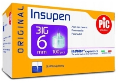 PIC Insupen Igły Do Penów 31G 6 mm 100 sztuk