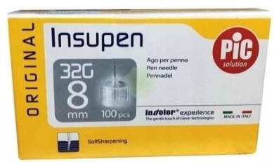 PIC Insupen Igły Do Penów 32G 8 mm 100 sztuk