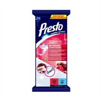 PRESTO chusteczki do podłóg malina&żurawina 24 sztuki