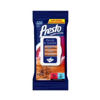 PRESTO chusteczki uniwersalne piernik&goździk 120 sztuk