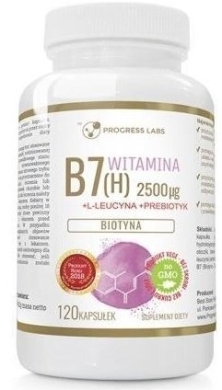 PROGRESS LABS Biotyna Witamina B7 2500 uq + Prebiotyk 120 kapsułek