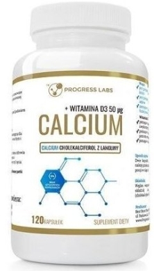 PROGRESS LABS Calcium 1000 mg + Witamina D3 120 kapsułek