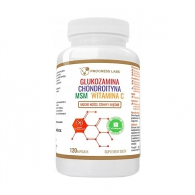 PROGRESS LABS Glukozamina, Chondroityna, MSM, Witamina C 120 kapsułek