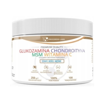 PROGRESS LABS Glukozamina, Chondroityna, MSM, Witamina C 250 g