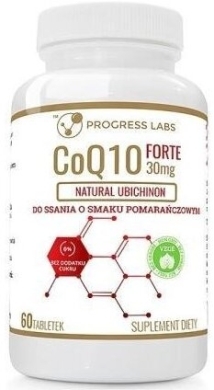 PROGRESS LABS Koenzym Q10 Forte 30 mg do ssania o smaku pomarańczowym 60 tabletek