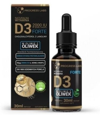 PROGRESS LABS Naturalna Witamina D3 Forte 2000 IU w kroplach 30 ml