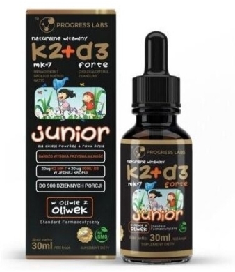 PROGRESS LABS Naturalna Witamina K2 + D3 Forte JUNIOR 30 ml