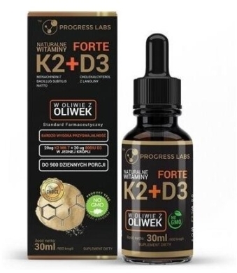 PROGRESS LABS Naturalna Witamina K2 + D3 Forte w kroplach 30 ml
