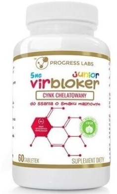PROGRESS LABS VirBloker Junior 5 mg do ssania o smaku malinowym 60 tabletek