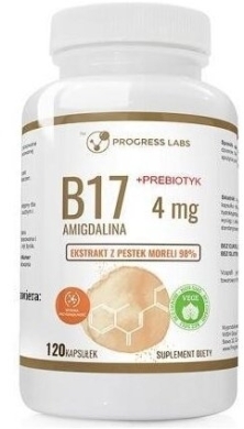 PROGRESS LABS Witamina B17 4 mg + Prebiotyk Amigdalina 120 kapsułek