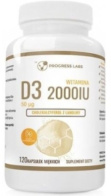 PROGRESS LABS Witamina D3 2000 IU 120 kapsułek