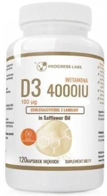 PROGRESS LABS Witamina D3 4000 IU 120 kapsułek miękkich