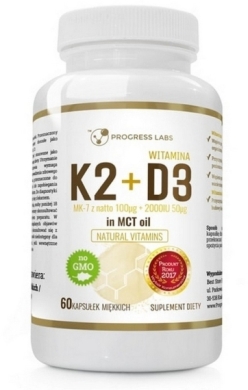 PROGRESS LABS Witamina K2 100 uq + D3 2000 IU MCT Oil 60 kapsułek