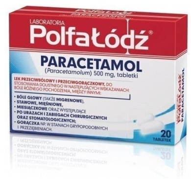 Paracetamol Polfa Łódź 20 tabletek