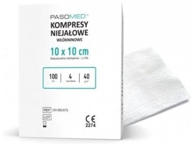 Pasomed Kompres Włókninowy 10x10cm 4 Warstwy 100 sztuk