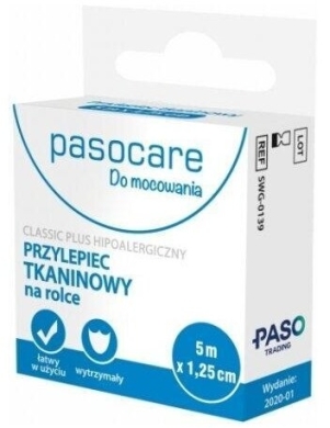 Plaster PASOCARE tkaninowy na rolce 5 m x 1,25 cm