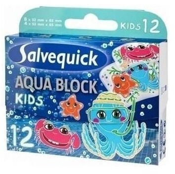 Plastry Salvequick Aqua Block Kids 12 sztuk