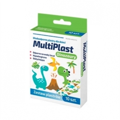 Plastry wodoodporne dla dzieci MultiPlast Dinozaury zestaw 10 sztuk