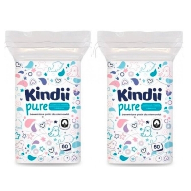 Płatki kosmetyczne dla niemowląt Kindii Pure Baby 60 szt Wielopak x2