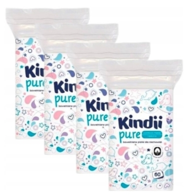 Płatki kosmetyczne dla niemowląt Kindii Pure Baby 60 szt Wielopak x4