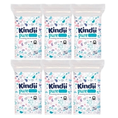 Płatki kosmetyczne dla niemowląt Kindii Pure Baby 60 szt Wielopak x6