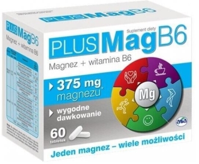 PlusMag B6 Magnez Witamina B6 60 tabletek