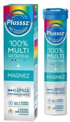 Plusssz 100% Multiwitamina + Magnez 20 tabletek musujących