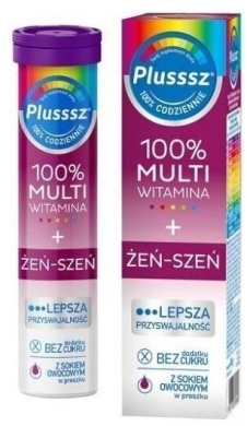 Plusssz 100% Multiwitamina + Żeń-Szeń 20 tabletek musujących