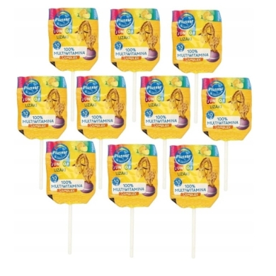 Plusssz Junior lizak multiwitamina complex smak pomarańczowo-cytrynowy 1szt. Wielopak x10