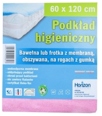 Podkłady higieniczne z membraną 60 x 120 cm różowe 1 sztuka