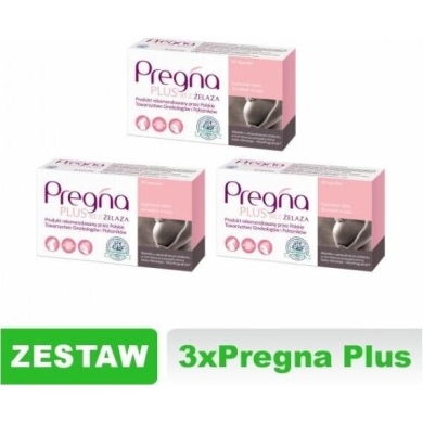 Pregna Plus bez żelaza 30 kapsułek Zestaw: 3x30 kapsułek