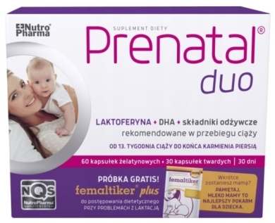Prenatal Duo 30 kapsułek+ 60 kapsułek + femaltiker plus 1 saszetka