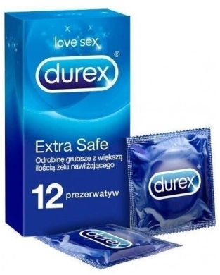 Prezerwatywy DDurex Extra Safe Prezerwatywy wzmocnione zwiększona ilość lubrykantu 12 szt.UREX Extra Safe 12 sztuk