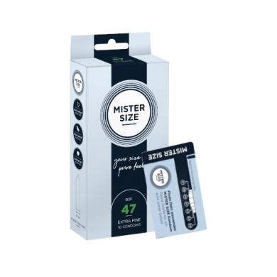 Prezerwatywy MISTER SIZE prezerwatywy 47mm 10 sztuk +  Mister Size Condom sizer