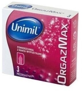Prezerwatywy UNIMIL ORGAZMAX z wypustkami 3 sztuki